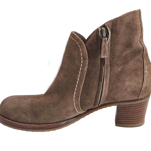 HENRY CUIR BROWN SUEDE BOOTIES (37) - Picture 6 of 11